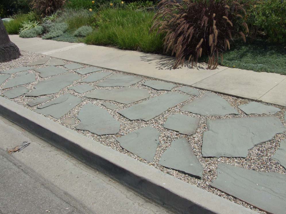 Gray Pavers Set in Gravel